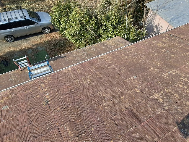 鹿嶋市スレート屋根の劣化